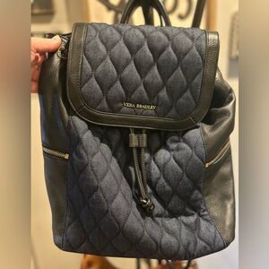 Vera Bradley quilted leather and denim backpack